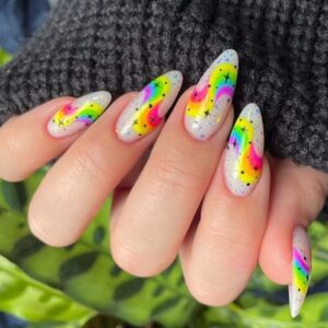 Rainbow colors with glitter